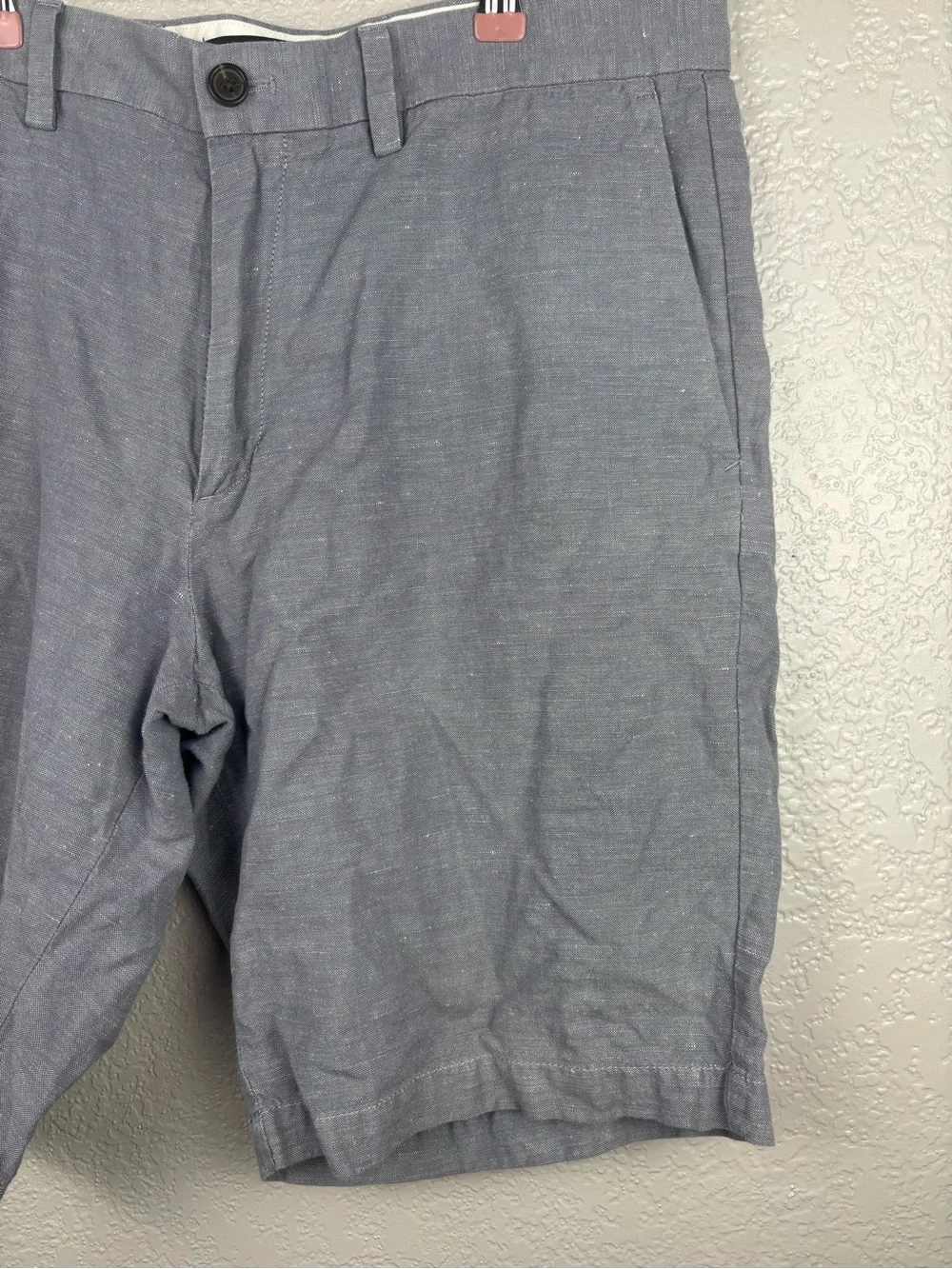 Banana Republic Emerson Short Men's 34 Light Blue Chambray Linen Cotton Chino